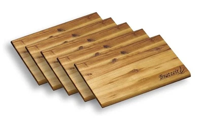 Kesper Brotzeitbrett 32 x 21 cm Akazie 5er Set extra groß mit Einbrand Brotzeit  - Bild 1 von 2