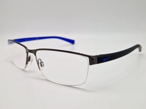 NIKE 8098 Eyeglasses Glasses Frames - Blue Gunmetal Half Rim - Picture 1 of 9