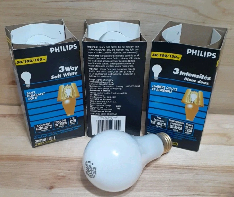 3[ 1CT]= 3 BULBS: PHILIPS DURAMAX LONG LIFE 3WAY 50-100-150w ADJUSTABLE SAVES $$ - Image 1 of 1