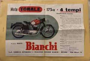 Moto BIANCHI TONALE  175  Turismo 4T  1957 Pubbl.  offic. Sebastiani Montottone - Foto 1 di 11