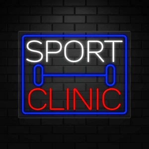 Sportklinik Leuchtreklame für Einzelhandelsanzeigen | LED Flex Neon | 31" Breite x 24" Höhe x 1" Tiefe - Bild 1 von 5