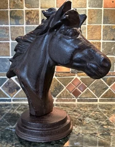 Vintage Cast Iron Horse Head Bust Equestrian Heavy Decor - Picture 1 of 16