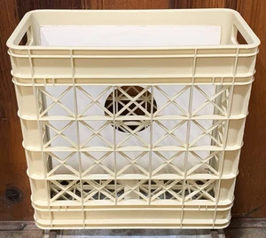 VTG TAN VINYL LP 12" 33 RPM DJ SUPREME STACKABLE HALF RECORD ALBUM STORAGE CRATE - Imagen 1 de 6