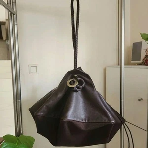 ISSEY MIYAKE Rare Octagon Shaped Bag Cow Leather Canvas Dark Brown - Bild 1 von 24