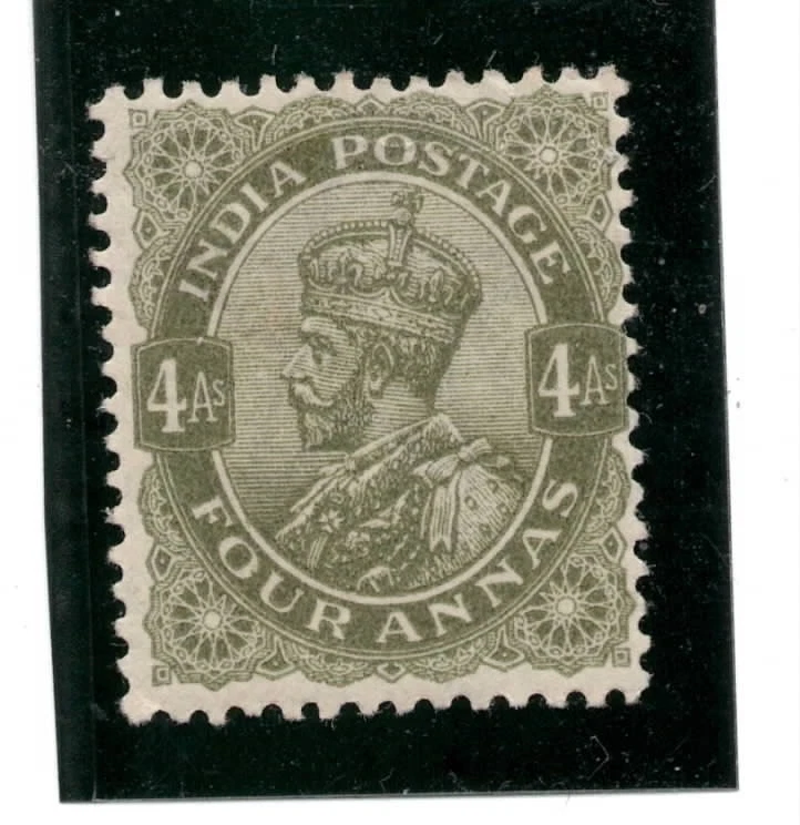 INDIA -  SG. 175  :  1911 - 1923  "  4 annas  OLIVE  GREEN  " . - Image 1 of 1