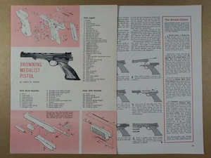 Medaglia Browning .22 Pistola veduta esplosa smontaggio 1965 articolo stampa - Foto 1 di 1