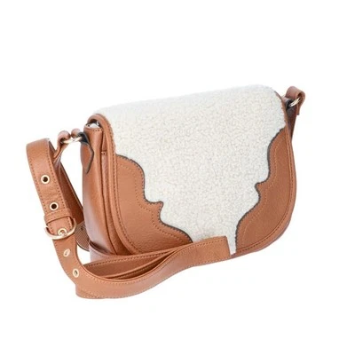 Jessica Simpson Woman's Jessie Crossbody Handbag, Cognac & Faux Shearling - Image 1 of 4