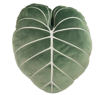 Almohada de felpa bordada Green Philosophy Co Philodendron verde salvia 19,5" Foto 1 de 4