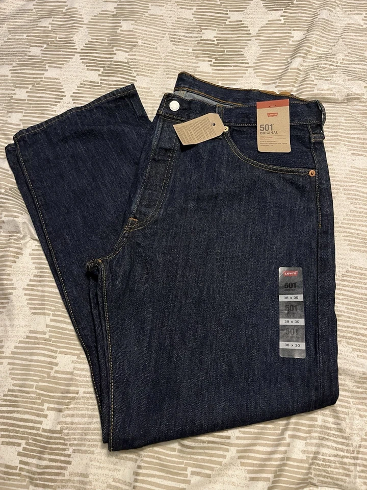Levi's 501 Original Blue Denim Jeans Button Fly 38 X 30 With Tags