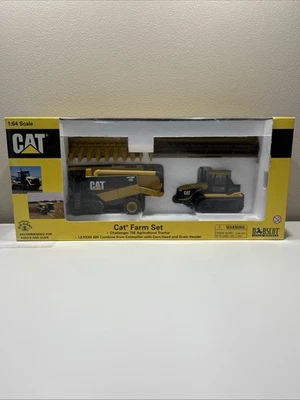 Cat Lexion 485 Combine & Challenger 75E Tractor Farm Set By Norscot 1/64 Scale - Image 1 of 4