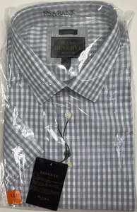 Jos para hombre nuevo con etiquetas. A. Camisa de vestir Bank grande y alta manga corta gris blanco cuadros 3XT - Imagen 1 de 5