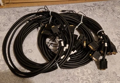 12 pcs VGA/SVGA HD15 TV Video Cable with built in 3.5mm Jack Audio Leads - Image 1 of 4