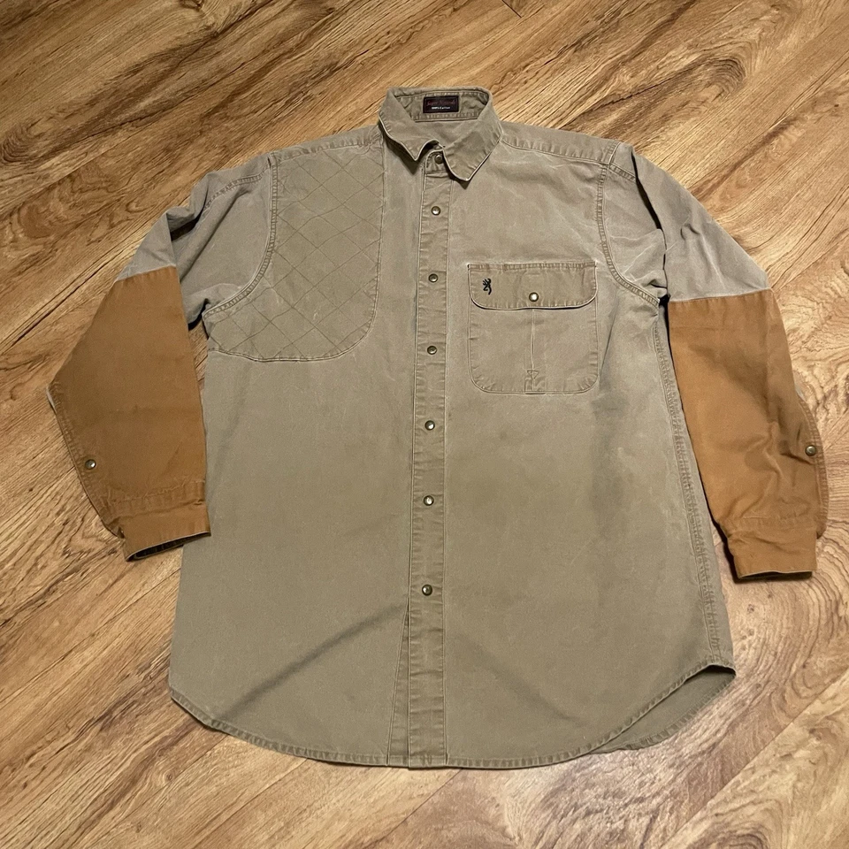 Browning Super Naturals Shirt Hunting Brown Men Large Shooting Shoulder Pad - Image 1 of 4