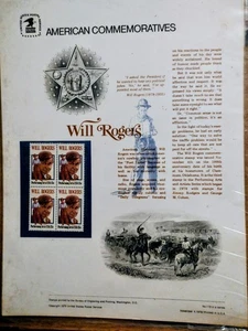American Commemorative Will Rogers Set of 4 Stamps - Picture 1 of 4