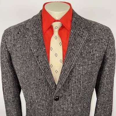 Vtg 50s Varsity Town Jacket Suit Blazer Sport Coat Wool Tweed MCM Mens 42 Long - Image 1 of 4