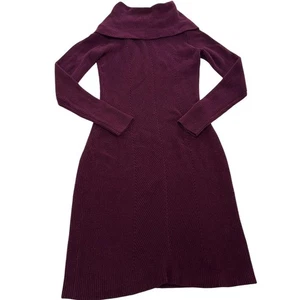 Lauren Ralph Lauren Pullover Kleid Damen XS Lila Wasserfallausschnitt Gerippt Langarm - Bild 1 von 7