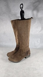 Clarks Damen braun Wildleder Leder kniehoch durchgehender Reißverschluss Reitstiefel Größe 8,5 M - Bild 1 von 9