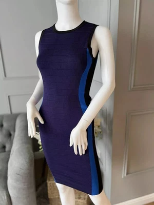 Karen Millen Dress Size XS  Blue Stripe Yarn Knit Bodycon  - Image 1 of 4