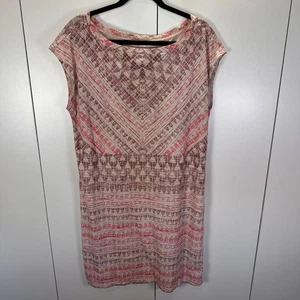 Prana Damen Kleid Geometrisches Muster Ärmellos Freizeit Rosa Beige Größe L - Bild 1 von 6