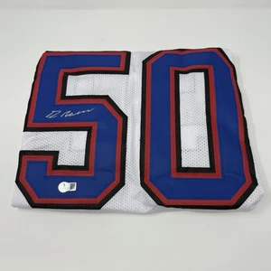 BUFFALO BILLS GREGORY ROUSSEAU SIGNED CUSTOM White JERSEY BAS COA - Picture 1 of 5