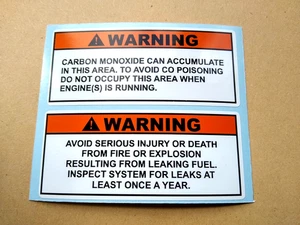 2x Boat Safety Warning Labels – Carbon Monoxide & Fire Hazard Vinyl Stickers - Picture 1 of 3
