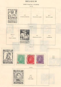 BELGIUM 1914-1923 Very Fine Used Semi-Postal Stamps Hinged on List: 2 Sides - Picture 1 of 2
