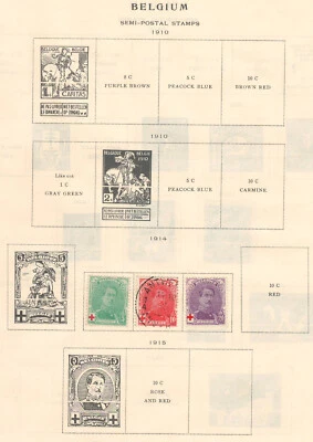 BELGIUM 1914-1923 Very Fine Used Semi-Postal Stamps Hinged on List: 2 Sides - Image 1 of 2