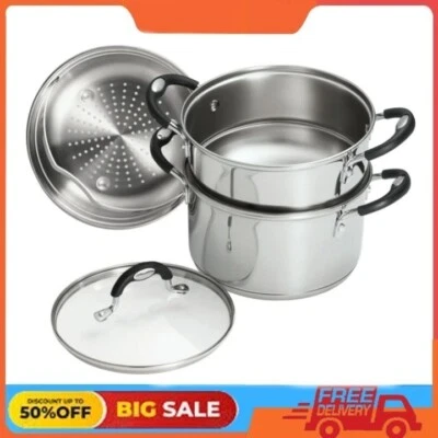 Tramontina Stainless Steel 3 Quart Steamer & Double-Boiler, 4 Piece