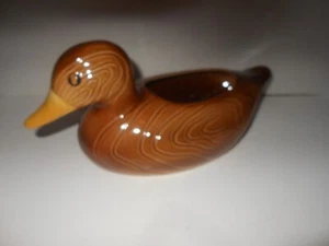 Vintage Keramik Holz gemasert Ente Übertopf F.T.D.A 1981 Made in The U.S.A. Braun - Bild 1 von 13