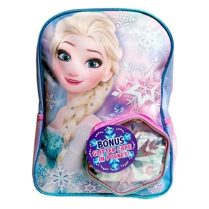 DISNEY FROZEN ELSA 16" Backpack Girls Kids Travel School Bookbag w/ Glitter Cape - Picture 1 of 8