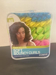 New Conair Foam Rollers Soft Bouncy Curls Foam Hair Rollers Neon, 48 Ct - Picture 1 of 2