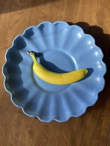 HTF Large Blue Catalina California Pottery Scalloped Edge Serving Dish 14.25” - Picture 1 of 10