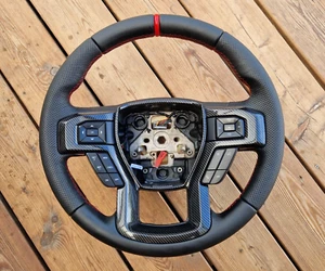 15-20 Ford F150 F-150 Raptor NEUF interrupteurs de volant en cuir nappa carbone - Picture 1 of 12
