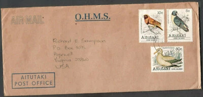 Aitutaki Post Office 1986 OHMS portada y carta a UA/Reina Isabel 60 nacimiento Foto 1 de 2