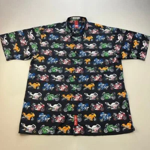Vintage Mark Ecko Unltd Shirt Men XL Black Button Up Superbike Racing Motorcycle - Picture 1 of 9