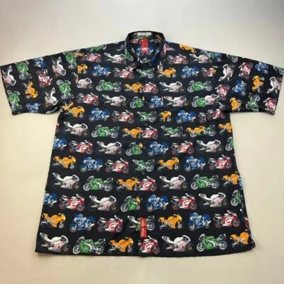 Vintage Mark Ecko Unltd Shirt Men XL Black Button Up Superbike Racing Motorcycle - Image 1 of 4