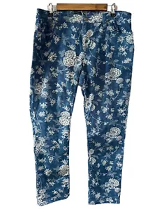 Pantalones de mezclilla Ralph Lauren Jeans Co para mujer 14 florales azules y blancos LRL - Imagen 1 de 4