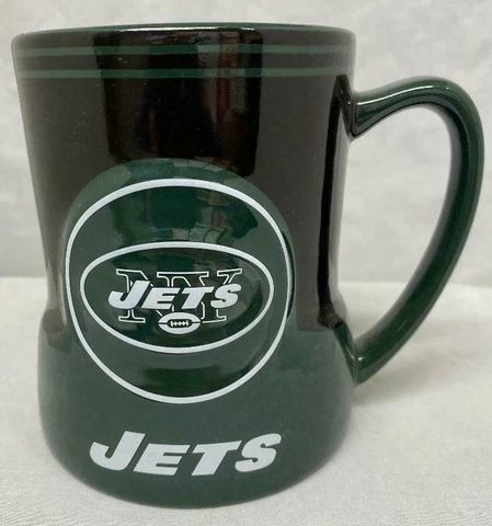 NFL New York Jets Coffee/Tea 3D Football Team Green/Black/White Logo Mug 4 1/2"H Cover