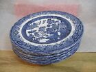 6 Wessex Collection Blue Willow Swirl Rim Dessert Plate Made In England 6.8'