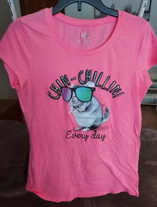 Justice Pink T- Shirt Size 16 Chin-Chillin Every Day - Picture 1 of 2
