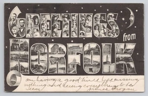 Moon Greeting From Norfolk Virginia 1907 Multi View Postcard - Picture 1 of 2