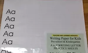 Writing Paper for Kids - A to Z WRITING LETTER PRACTICE SHEETS 100 sheets - Picture 1 of 3