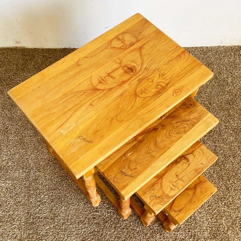 Vintage Wooden Hand Drawn Female Body Form Nesting Tables - Set of 4 Cover