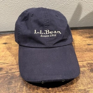 L.L. Bean Men's Hat Adjustable OS Navy Blue Cap Cotton Built in Light Custom - Picture 1 of 9