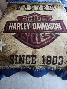 Wanted ! Harley- Davidson Since 1903 52"x 63" Throw - Picture 1 of 3