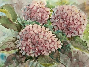 Original Artwork Modern Painting Flower TENDER HYDRANGEA BLOSSOM 8х12"ArtFloral - Picture 1 of 15
