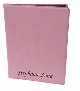 Personalized Standard Portfolio, Pink Leatherette, Engraved, Padfolio Note Pad - Picture 1 of 4