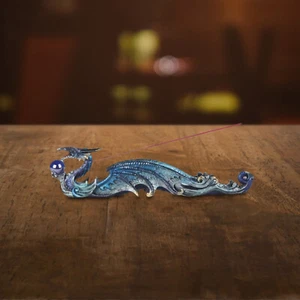 12"W Incense Blue Dragon Burner Ornament Home Decor Unique Gift - Picture 1 of 1