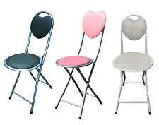 Folding Heart chair Soft Padded Seat Lightweight breakfast stool Pink Grey Black