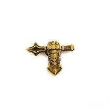 Lapel pin badge brass battle Gauntlet with flanged mace medieval pinback button
